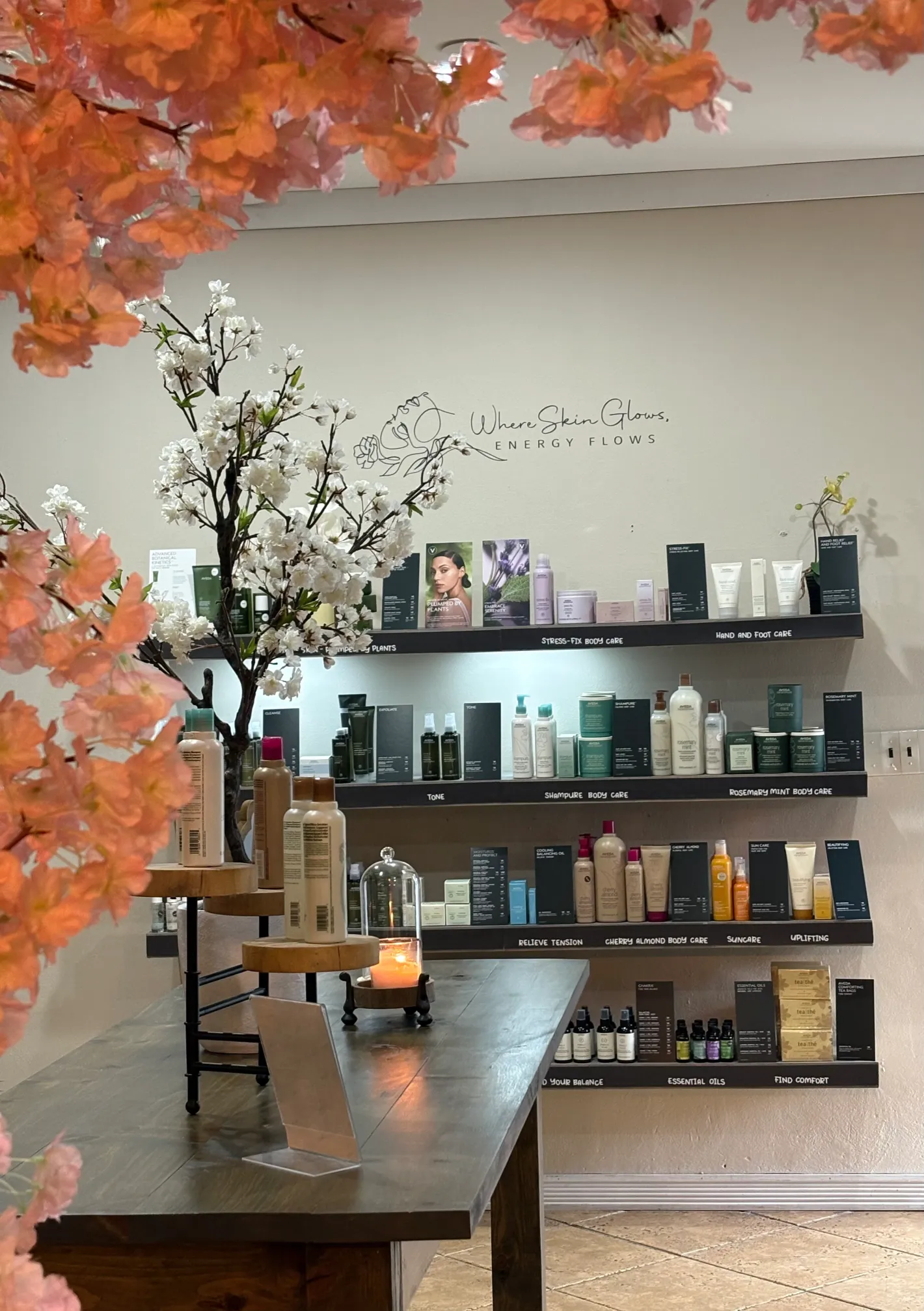 Skincare Shelving in the store